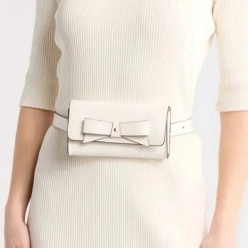 kate spade Cream Leather Bow Belt Bag